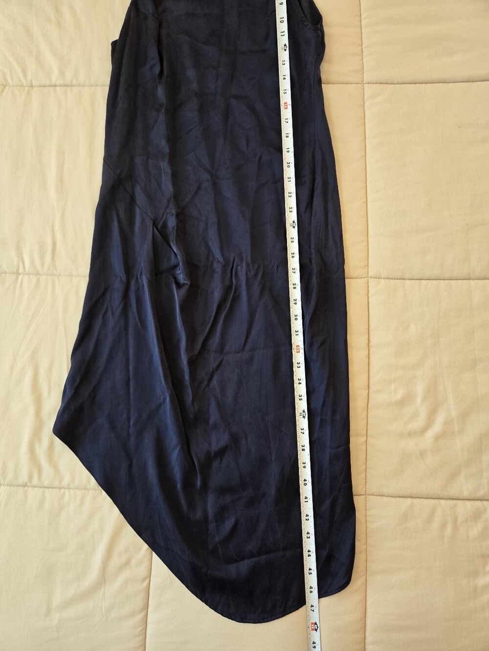 KES Navy Silk Bias Cut Midi Asymetrical Sleeveless Dress, Estimated Size S - Picture 11 of 11